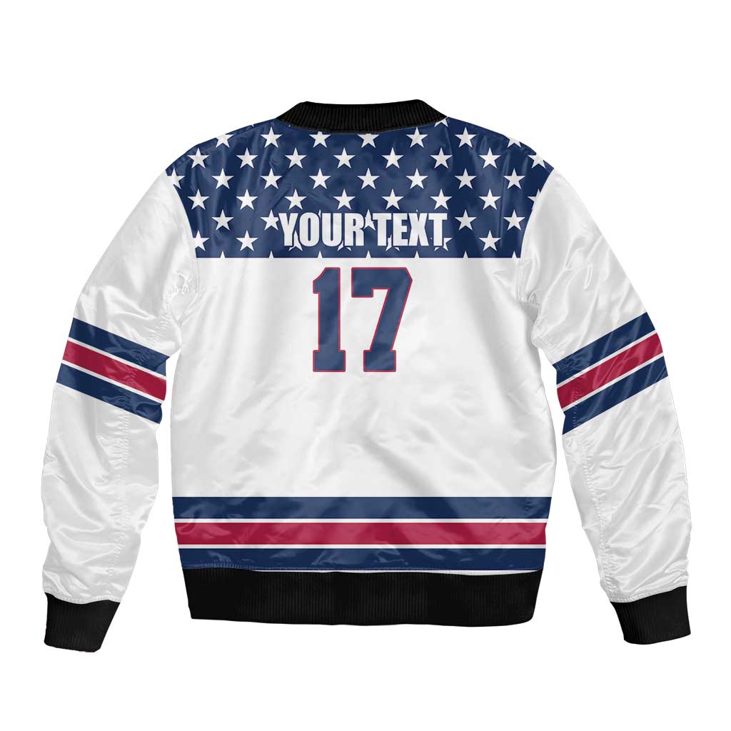 Custom USA Ice Hockey Sleeve Zip Bomber Jacket Sporty Style Go Champions