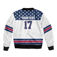 Custom USA Ice Hockey Sleeve Zip Bomber Jacket Sporty Style Go Champions