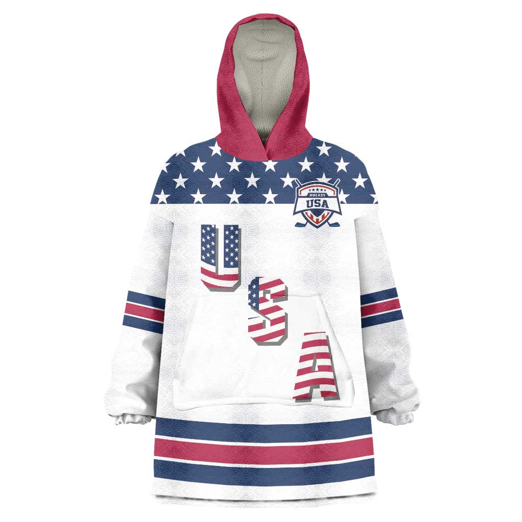 Custom USA Ice Hockey Wearable Blanket Hoodie Sporty Style Go Champions