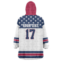 Custom USA Ice Hockey Wearable Blanket Hoodie Sporty Style Go Champions