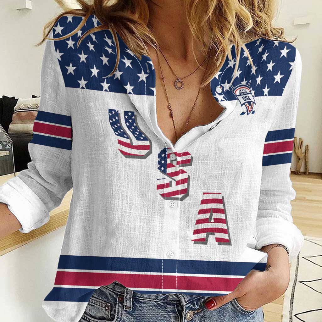 Custom USA Ice Hockey Women Casual Shirt Sporty Style Go Champions