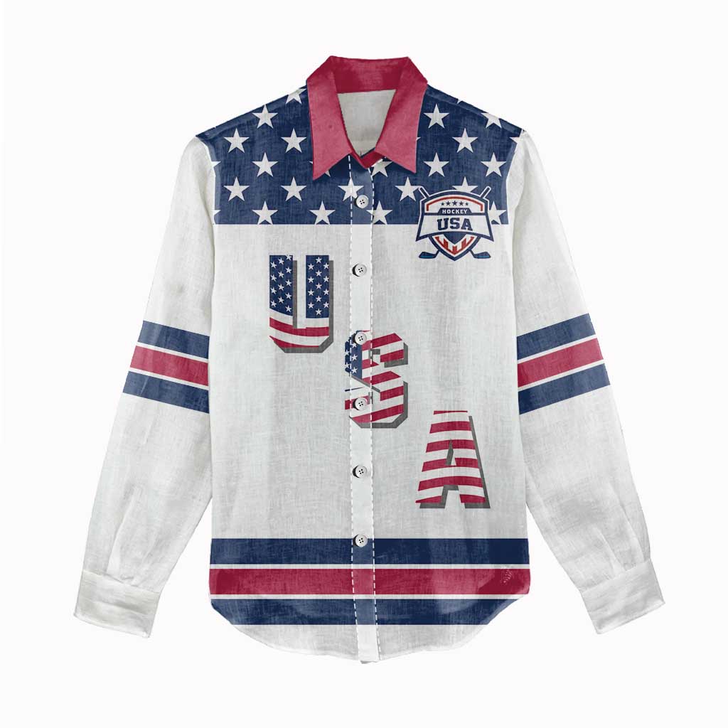 Custom USA Ice Hockey Women Casual Shirt Sporty Style Go Champions