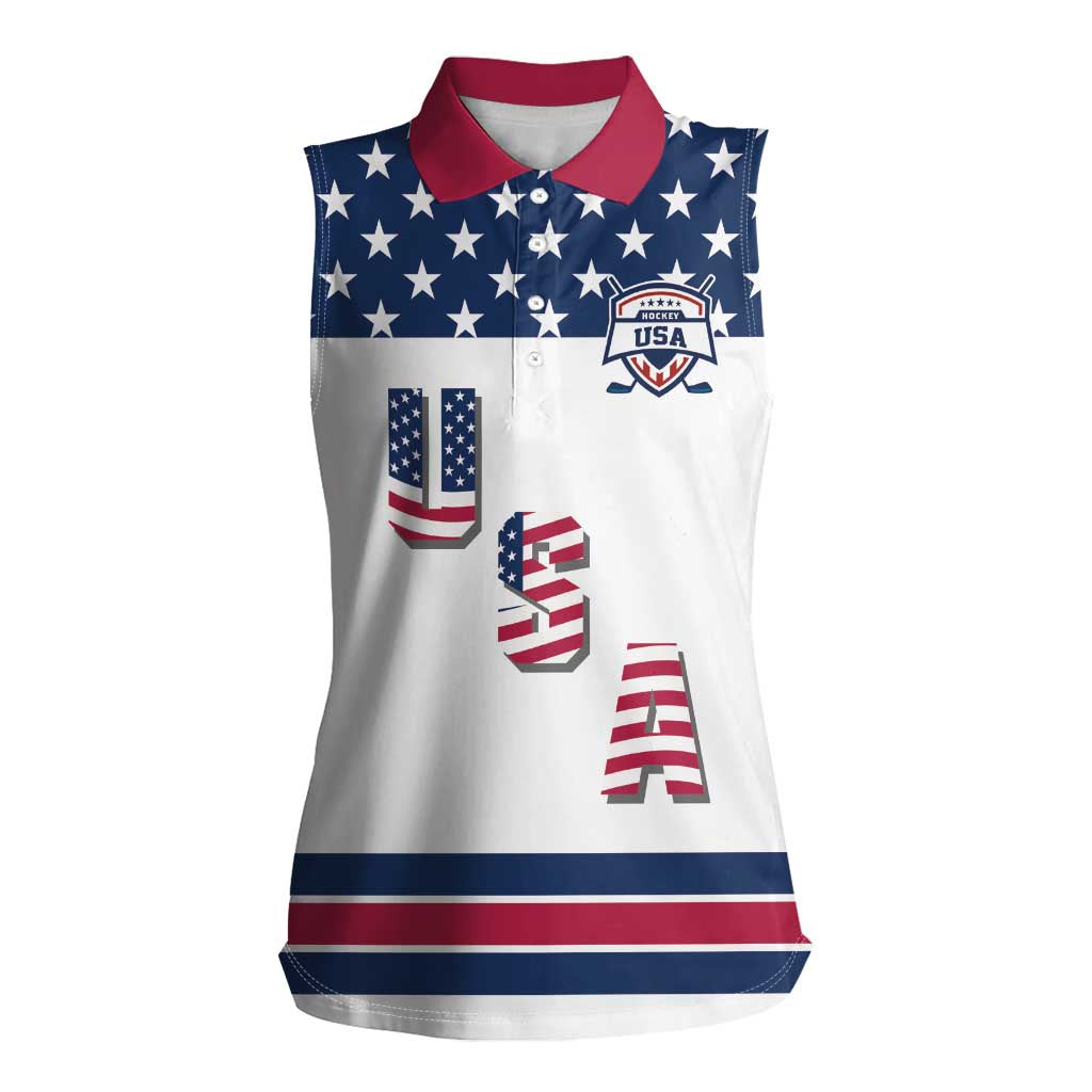 Custom USA Ice Hockey Women Sleeveless Polo Shirt Sporty Style Go Champions