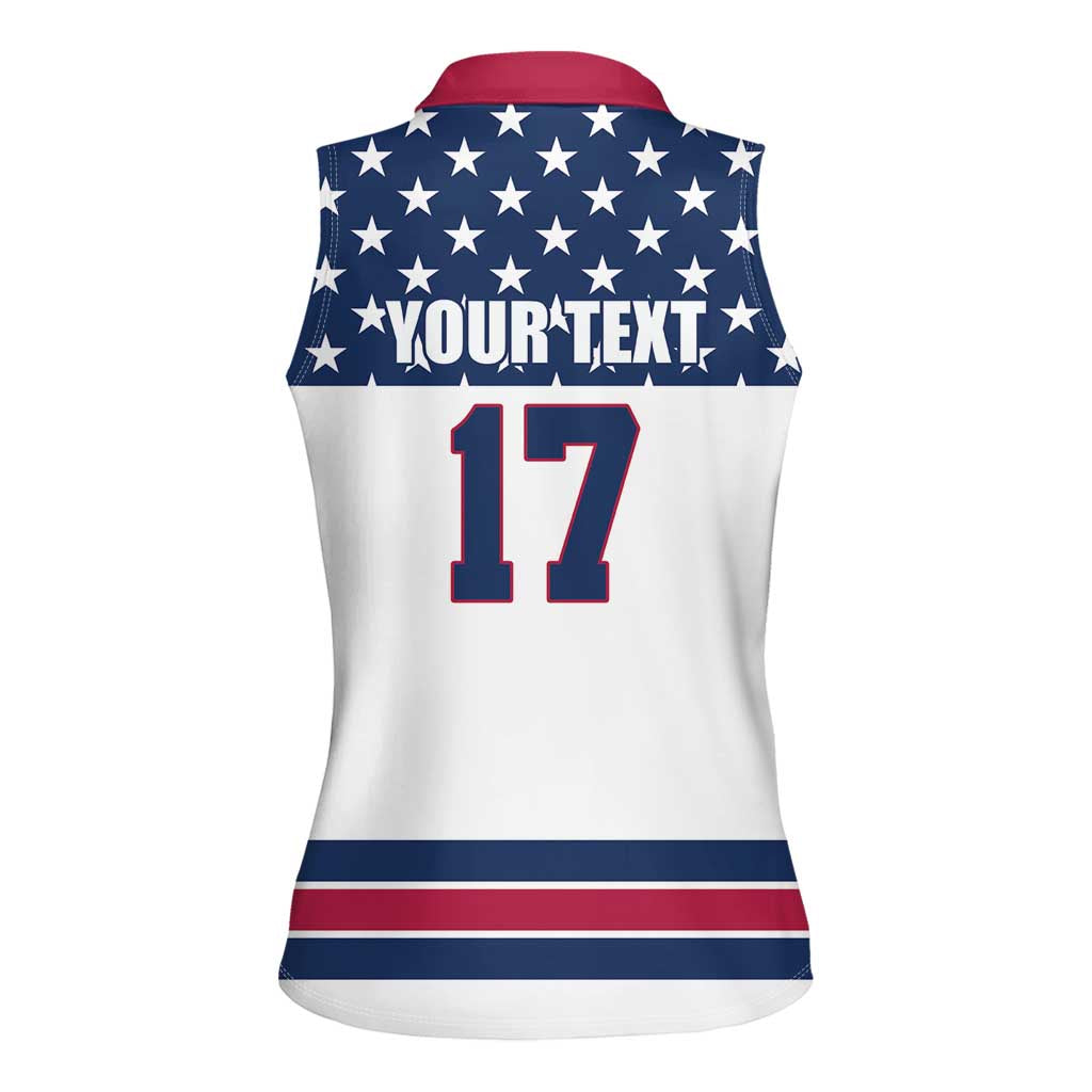Custom USA Ice Hockey Women Sleeveless Polo Shirt Sporty Style Go Champions