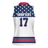 Custom USA Ice Hockey Women Sleeveless Polo Shirt Sporty Style Go Champions