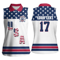 Custom USA Ice Hockey Women Sleeveless Polo Shirt Sporty Style Go Champions