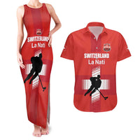 Custom Switzerland Ice Hockey Couples Matching Tank Maxi Dress and Hawaiian Shirt La Nati Go Champions