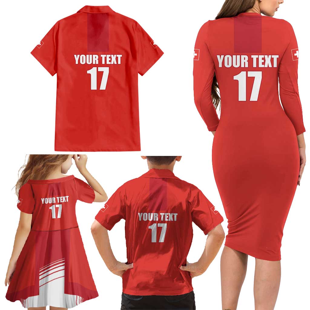 Custom Switzerland Ice Hockey Family Matching Long Sleeve Bodycon Dress and Hawaiian Shirt La Nati Go Champions