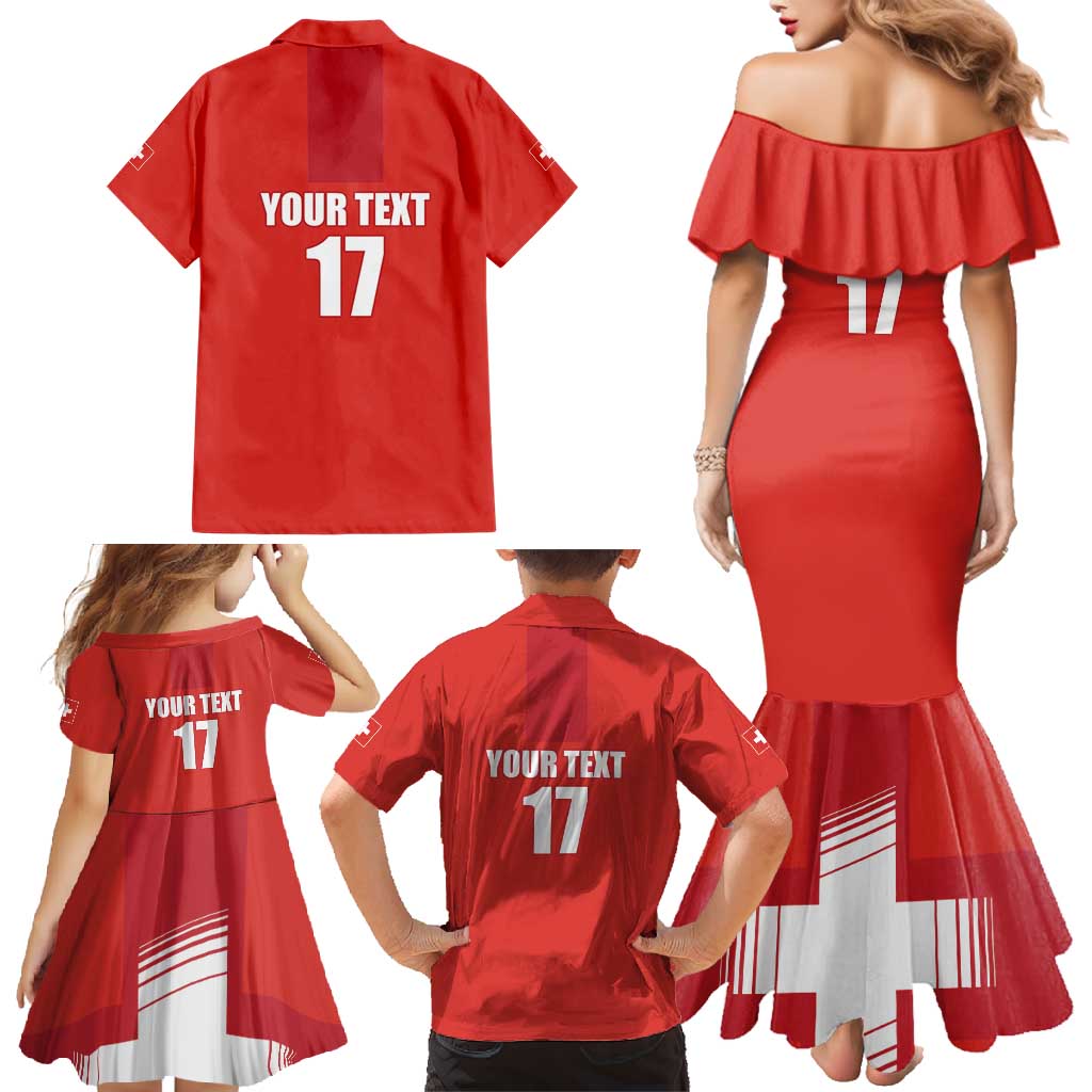 Custom Switzerland Ice Hockey Family Matching Mermaid Dress and Hawaiian Shirt La Nati Go Champions