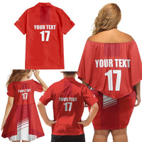 Custom Switzerland Ice Hockey Family Matching Off Shoulder Short Dress and Hawaiian Shirt La Nati Go Champions