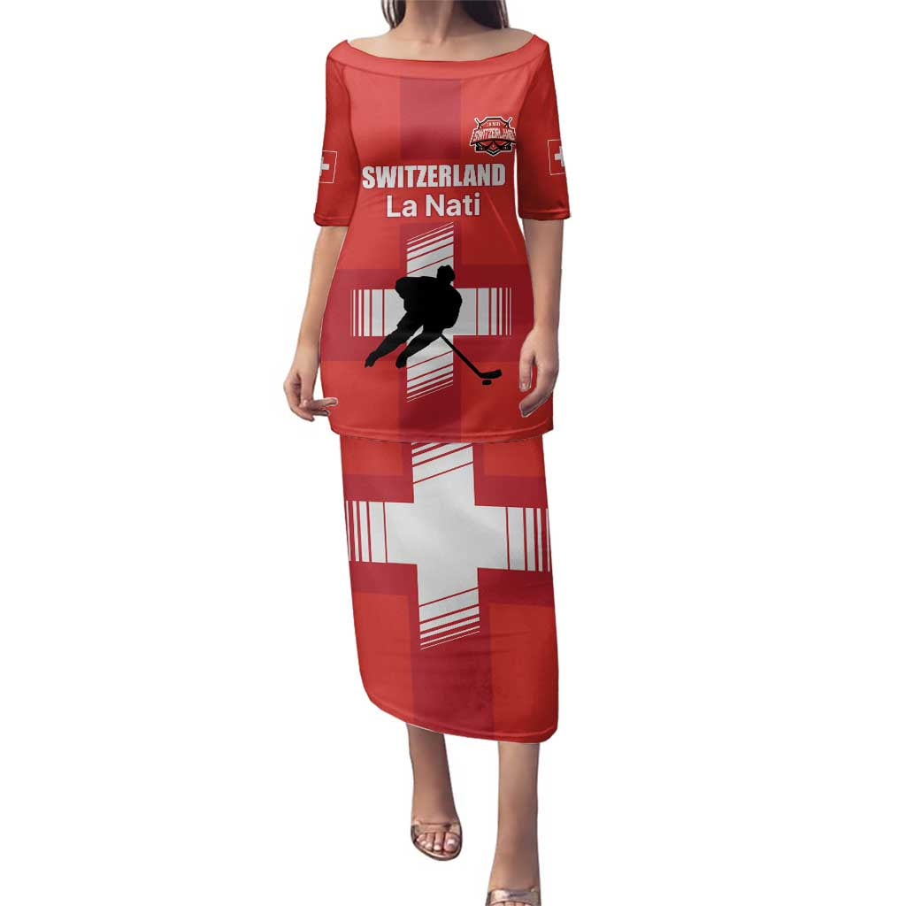 Custom Switzerland Ice Hockey Family Matching Puletasi and Hawaiian Shirt La Nati Go Champions