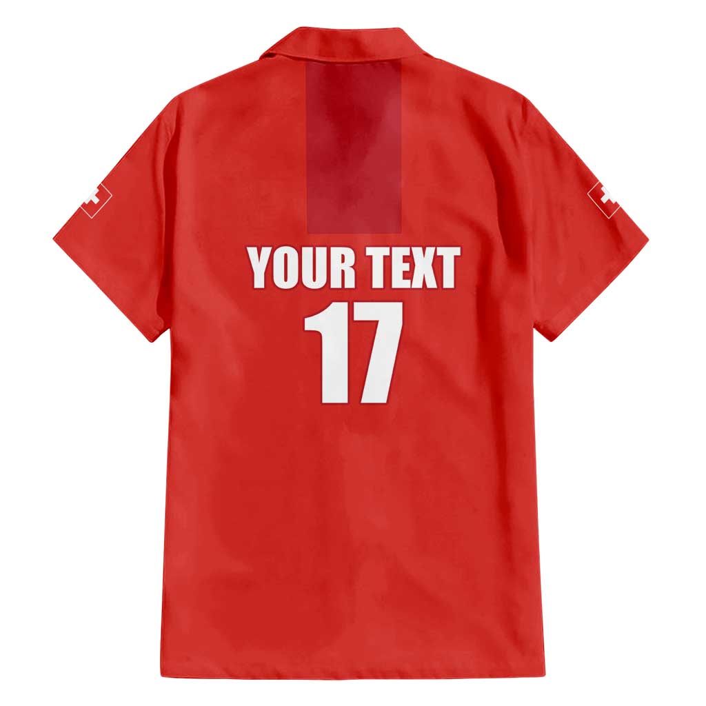 Custom Switzerland Ice Hockey Family Matching Short Sleeve Bodycon Dress and Hawaiian Shirt La Nati Go Champions