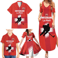 Custom Switzerland Ice Hockey Family Matching Summer Maxi Dress and Hawaiian Shirt La Nati Go Champions