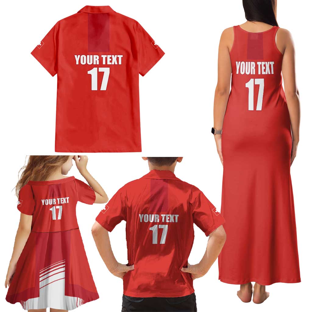 Custom Switzerland Ice Hockey Family Matching Tank Maxi Dress and Hawaiian Shirt La Nati Go Champions