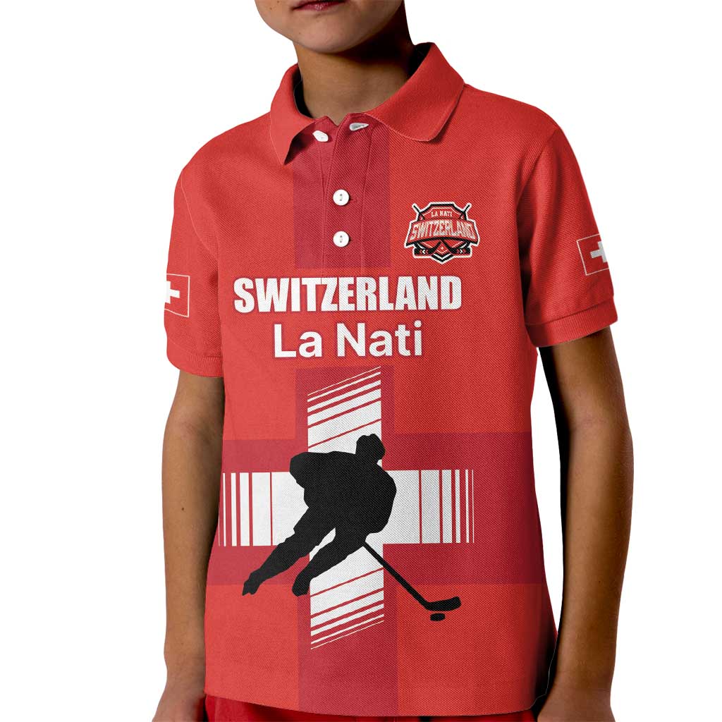 Custom Switzerland Ice Hockey Kid Polo Shirt La Nati Go Champions