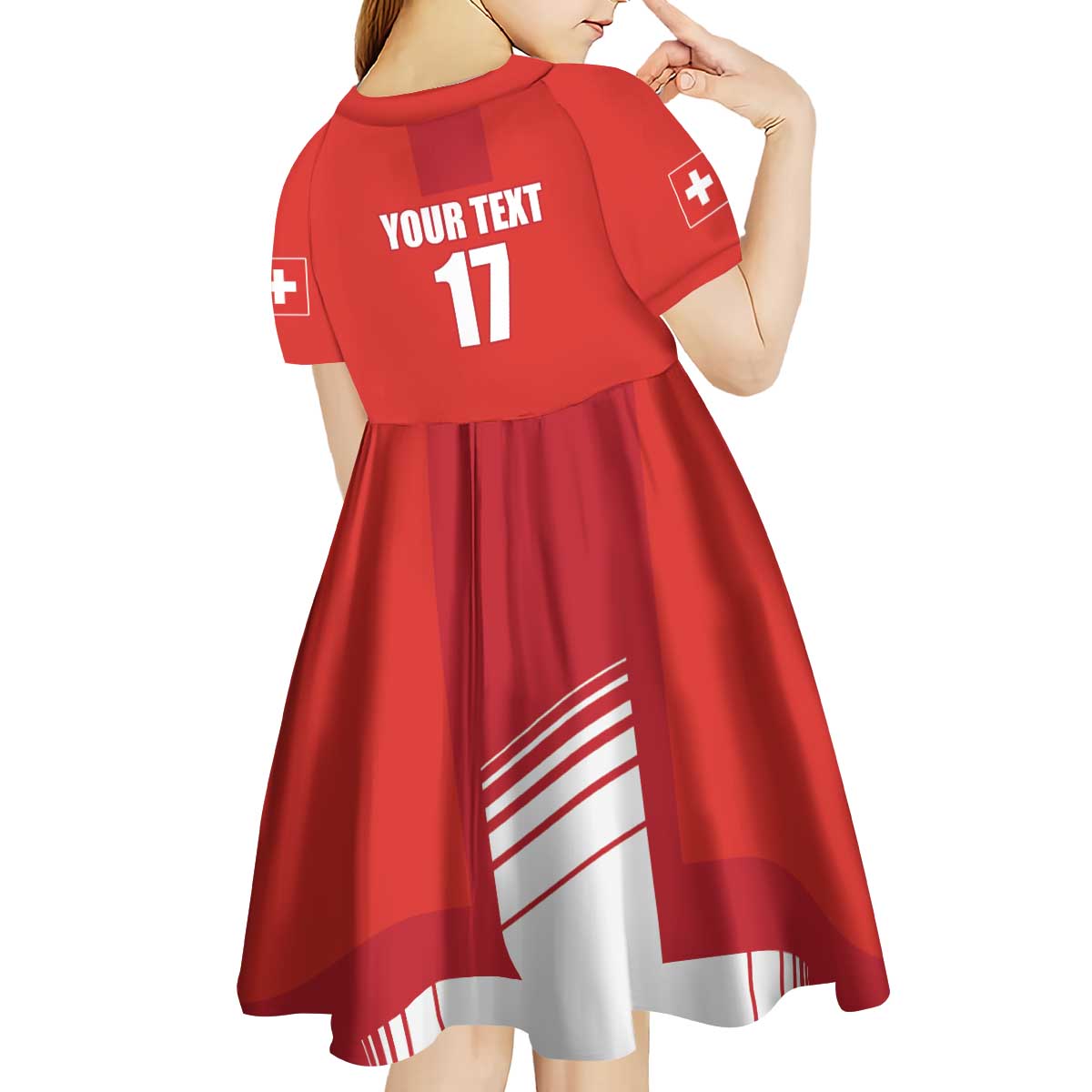Custom Switzerland Ice Hockey Kid Short Sleeve Dress La Nati Go Champions