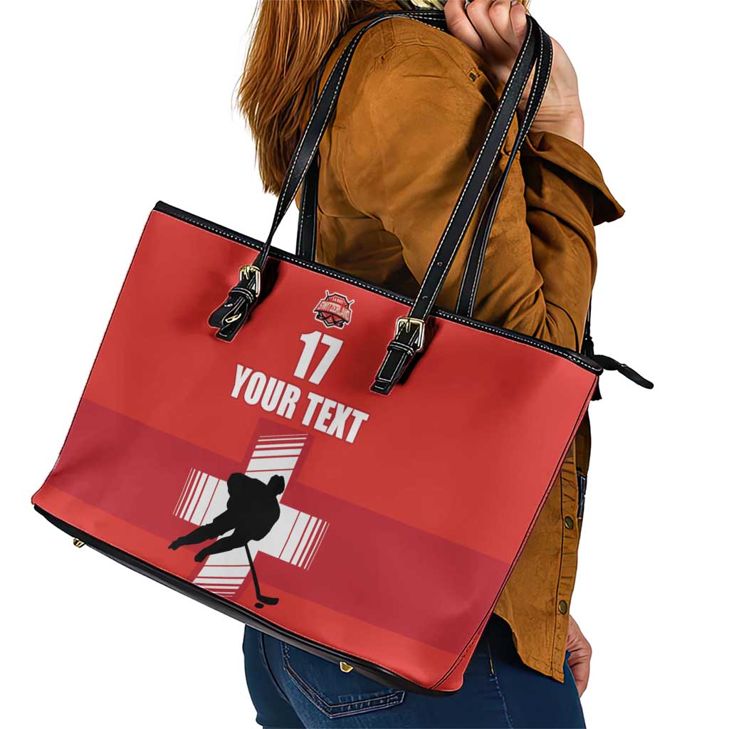 Custom Switzerland Ice Hockey Leather Tote Bag La Nati Go Champions
