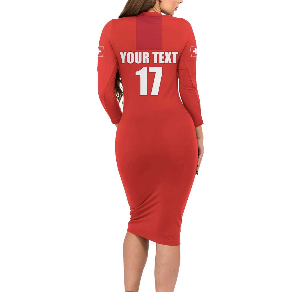 Custom Switzerland Ice Hockey Long Sleeve Bodycon Dress La Nati Go Champions