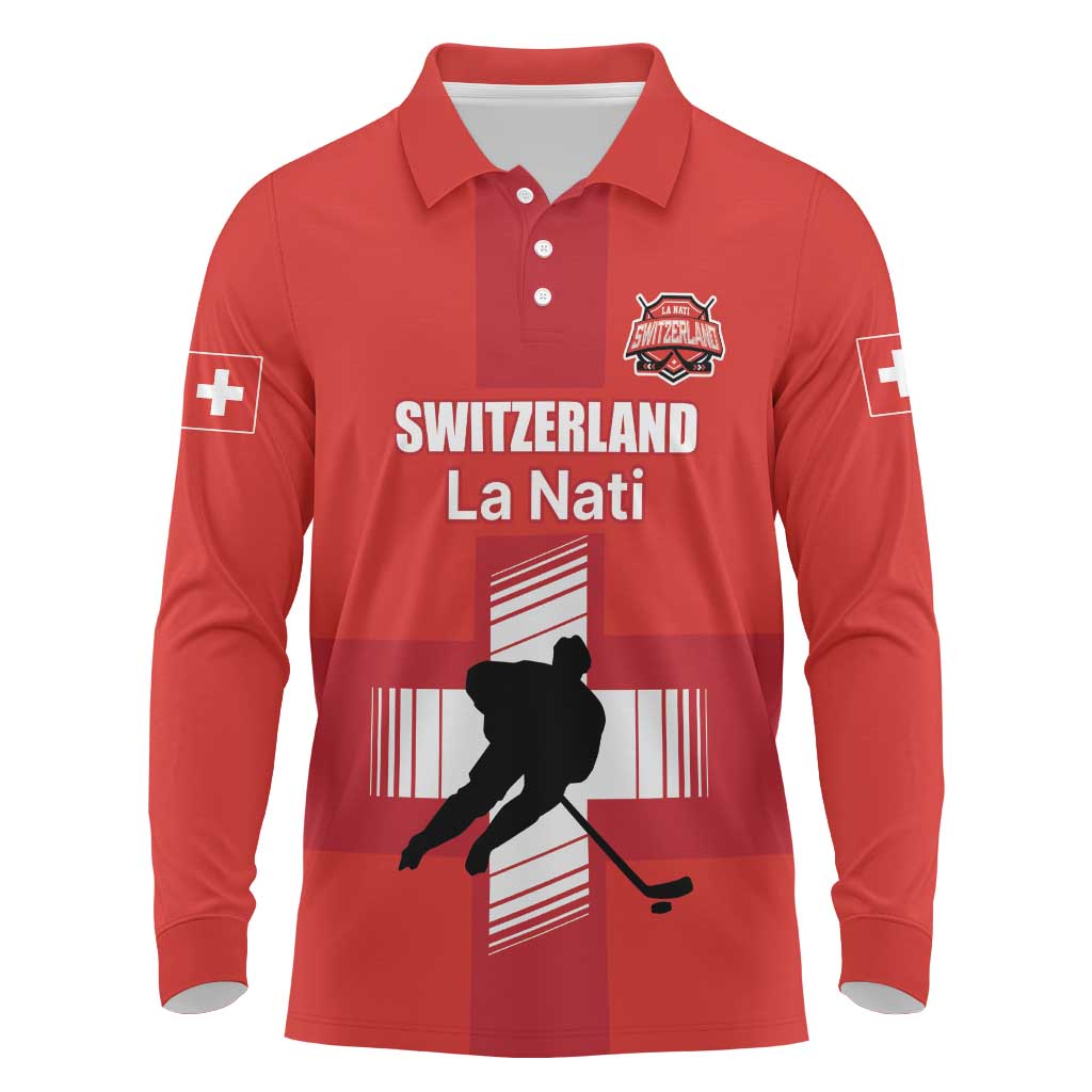 Custom Switzerland Ice Hockey Long Sleeve Polo Shirt La Nati Go Champions