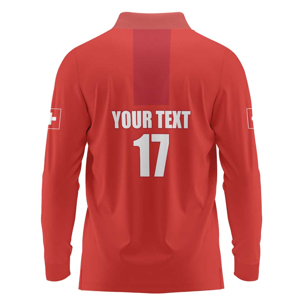 Custom Switzerland Ice Hockey Long Sleeve Polo Shirt La Nati Go Champions