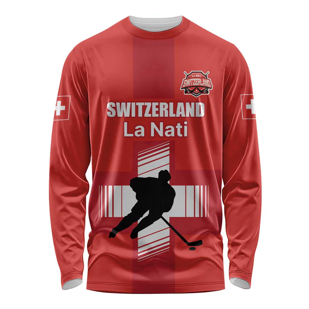 Custom Switzerland Ice Hockey Long Sleeve Shirt La Nati Go Champions
