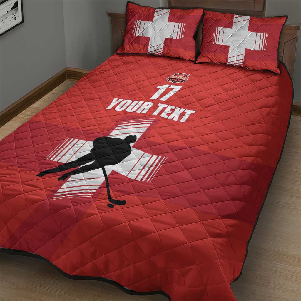 Custom Switzerland Ice Hockey Quilt Bed Set La Nati Go Champions