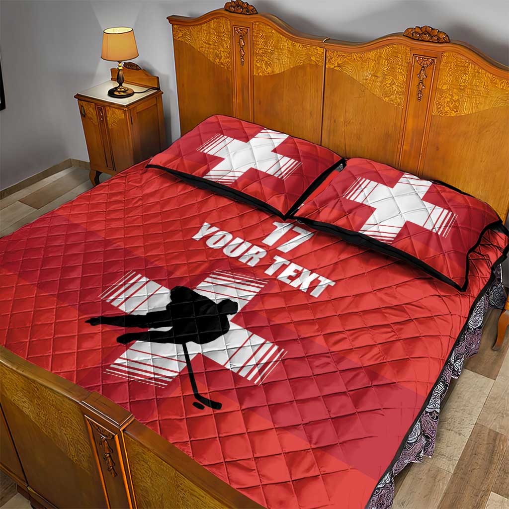 Custom Switzerland Ice Hockey Quilt Bed Set La Nati Go Champions