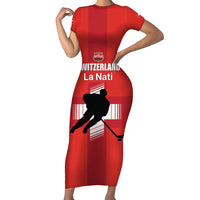 Custom Switzerland Ice Hockey Short Sleeve Bodycon Dress La Nati Go Champions
