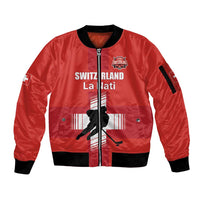 Custom Switzerland Ice Hockey Sleeve Zip Bomber Jacket La Nati Go Champions