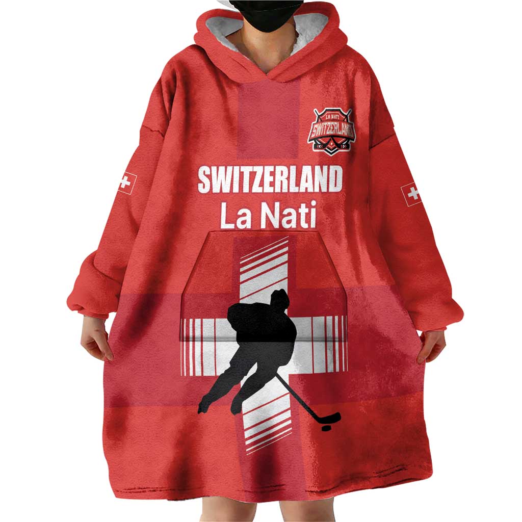 Custom Switzerland Ice Hockey Wearable Blanket Hoodie La Nati Go Champions