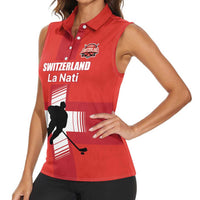 Custom Switzerland Ice Hockey Women Sleeveless Polo Shirt La Nati Go Champions