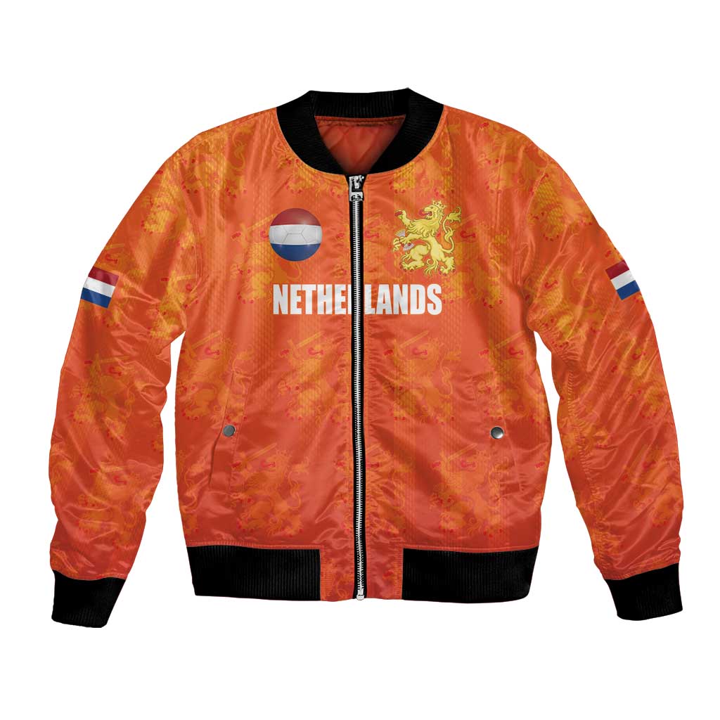 Custom Netherlands Football Bomber Jacket Oranje Go Champions