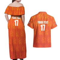 Custom Netherlands Football Couples Matching Off Shoulder Maxi Dress and Hawaiian Shirt Oranje Go Champions