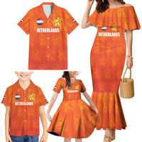 Custom Netherlands Football Family Matching Mermaid Dress and Hawaiian Shirt Oranje Go Champions