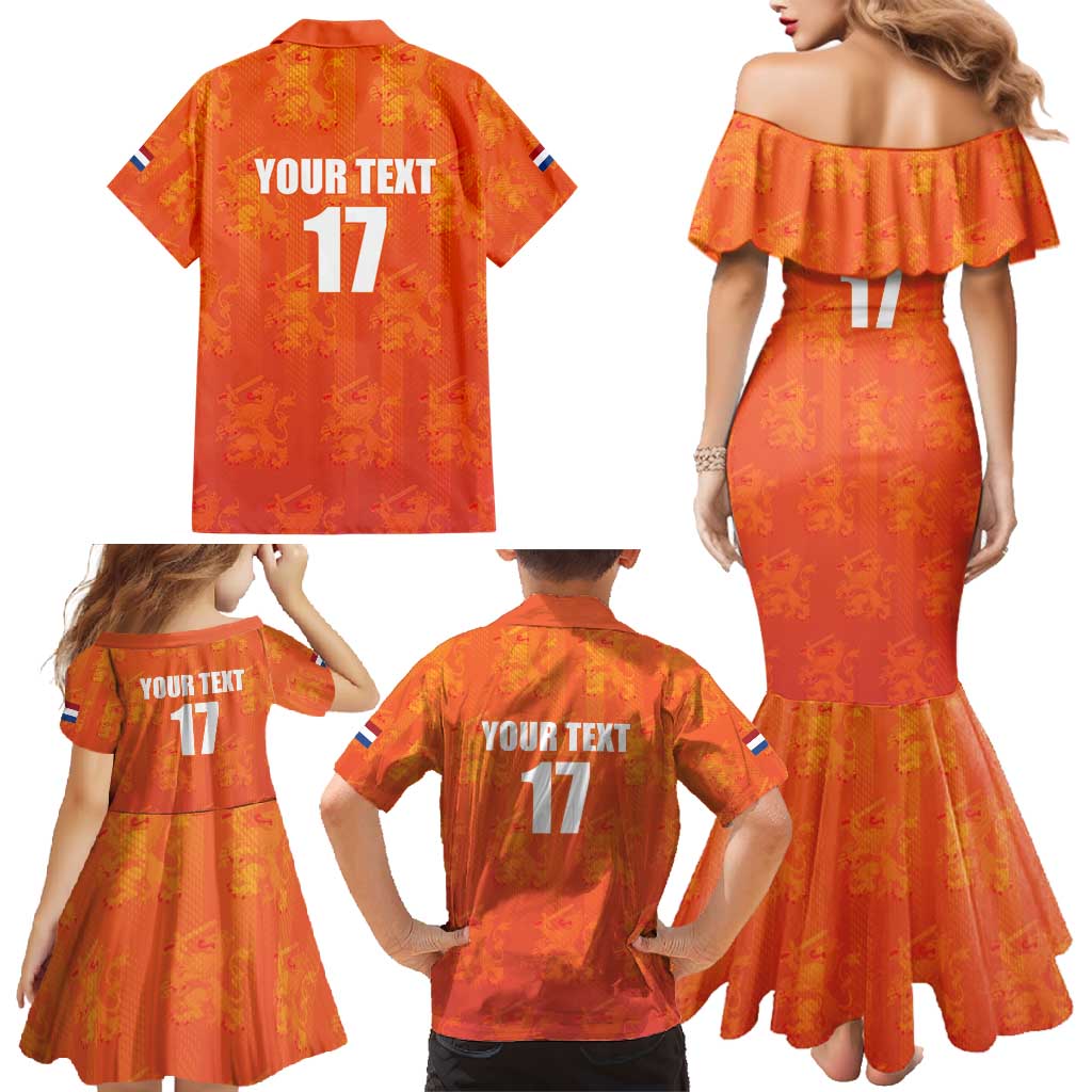 Custom Netherlands Football Family Matching Mermaid Dress and Hawaiian Shirt Oranje Go Champions