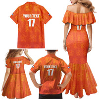 Custom Netherlands Football Family Matching Mermaid Dress and Hawaiian Shirt Oranje Go Champions