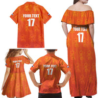 Custom Netherlands Football Family Matching Off Shoulder Maxi Dress and Hawaiian Shirt Oranje Go Champions