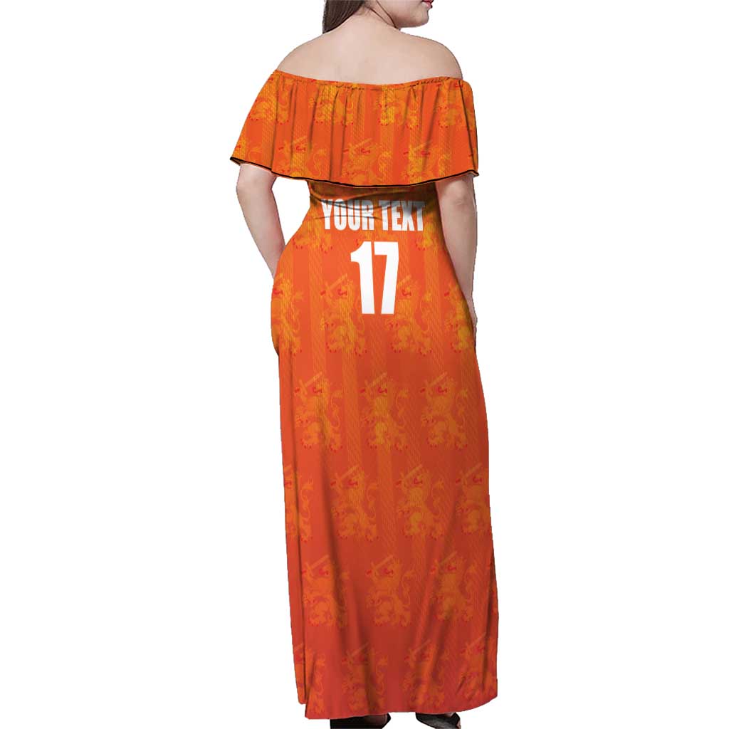 Custom Netherlands Football Family Matching Off Shoulder Maxi Dress and Hawaiian Shirt Oranje Go Champions