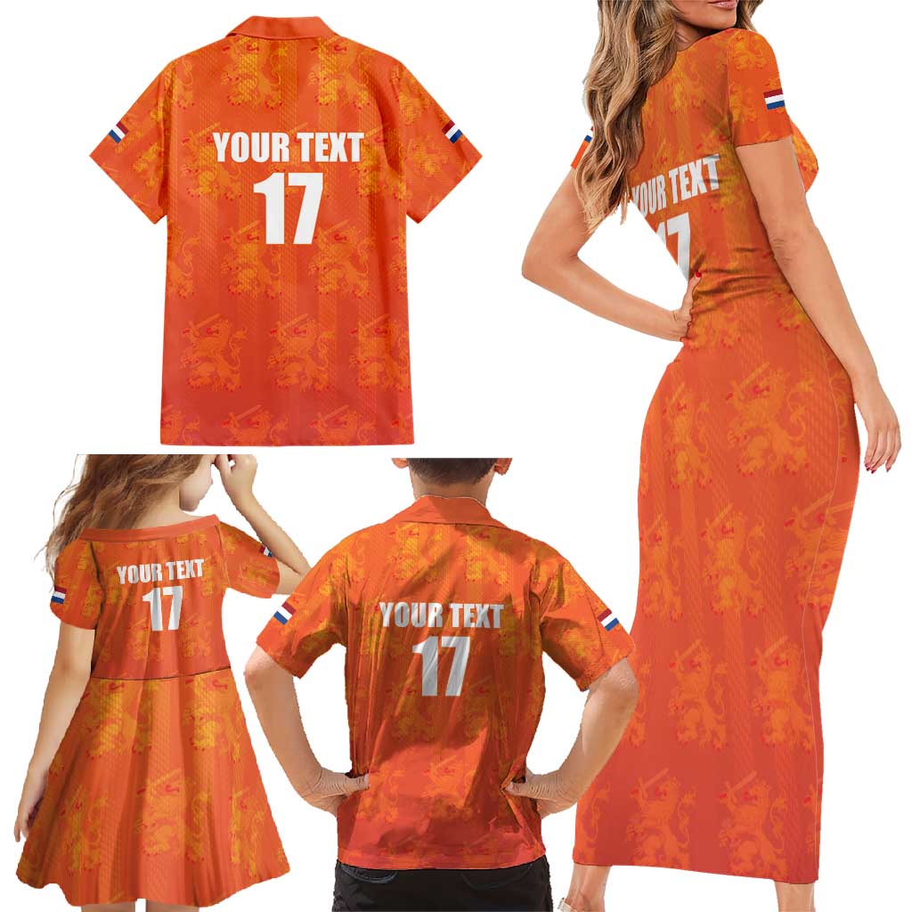 Custom Netherlands Football Family Matching Short Sleeve Bodycon Dress and Hawaiian Shirt Oranje Go Champions