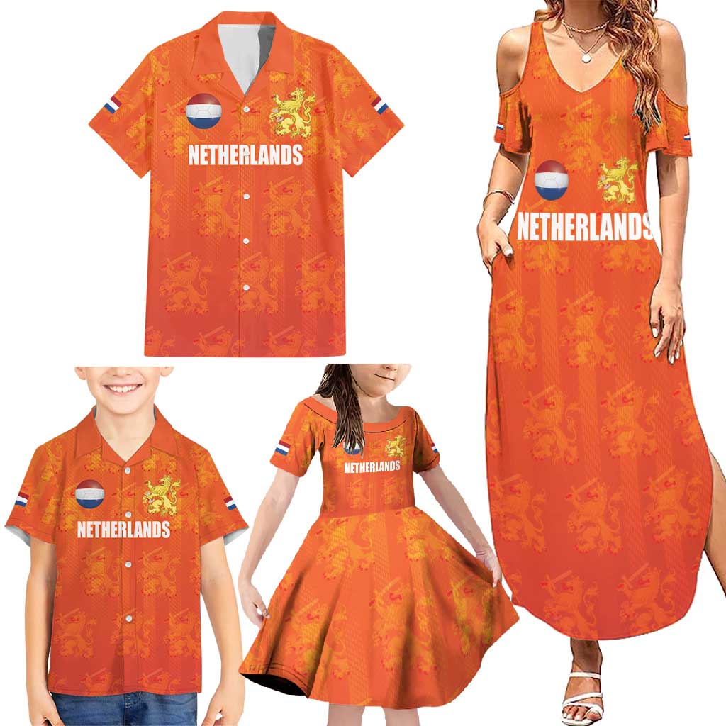 Custom Netherlands Football Family Matching Summer Maxi Dress and Hawaiian Shirt Oranje Go Champions