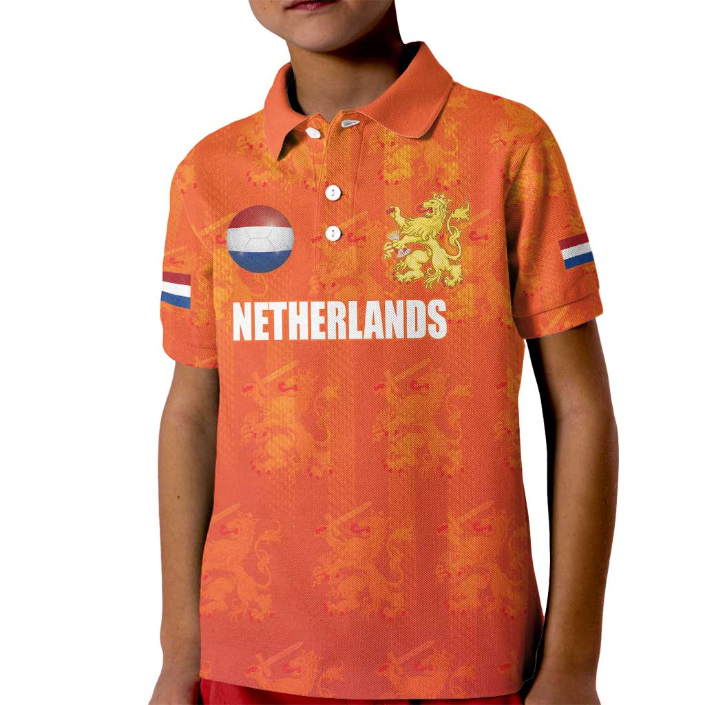 Custom Netherlands Football Kid Polo Shirt Oranje Go Champions