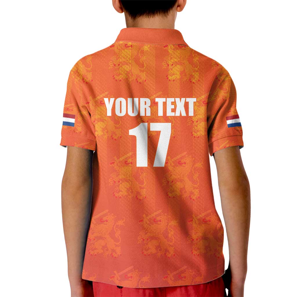 Custom Netherlands Football Kid Polo Shirt Oranje Go Champions