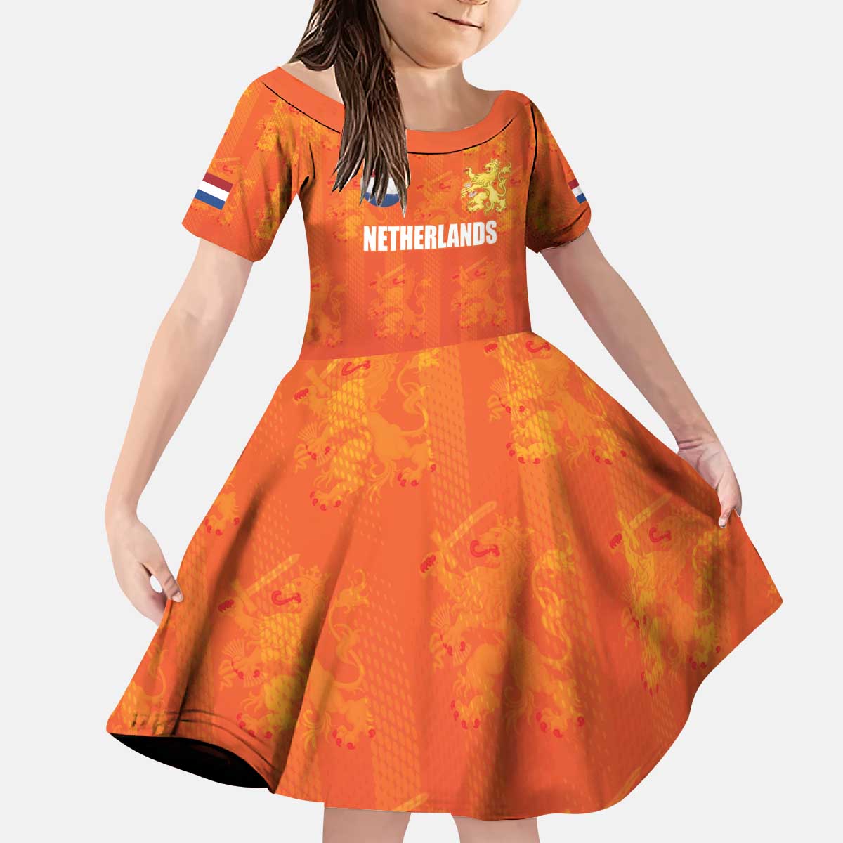 Custom Netherlands Football Kid Short Sleeve Dress Oranje Go Champions