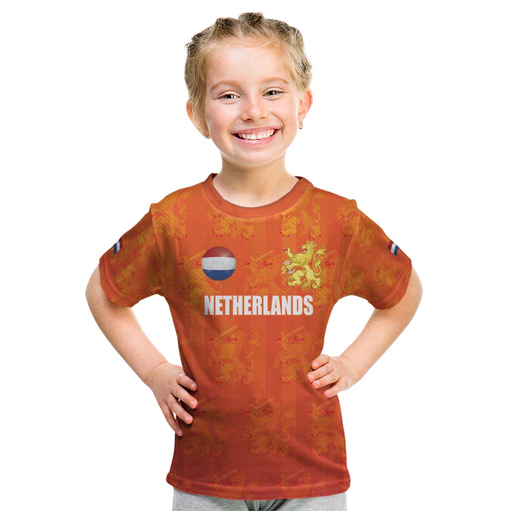 Custom Netherlands Football Kid T Shirt Oranje Go Champions