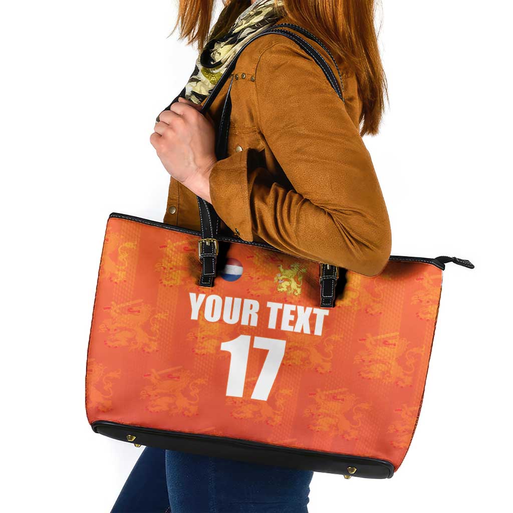 Custom Netherlands Football Leather Tote Bag Oranje Go Champions