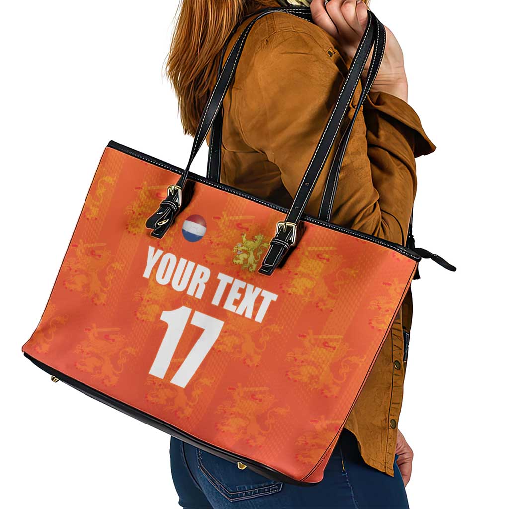 Custom Netherlands Football Leather Tote Bag Oranje Go Champions