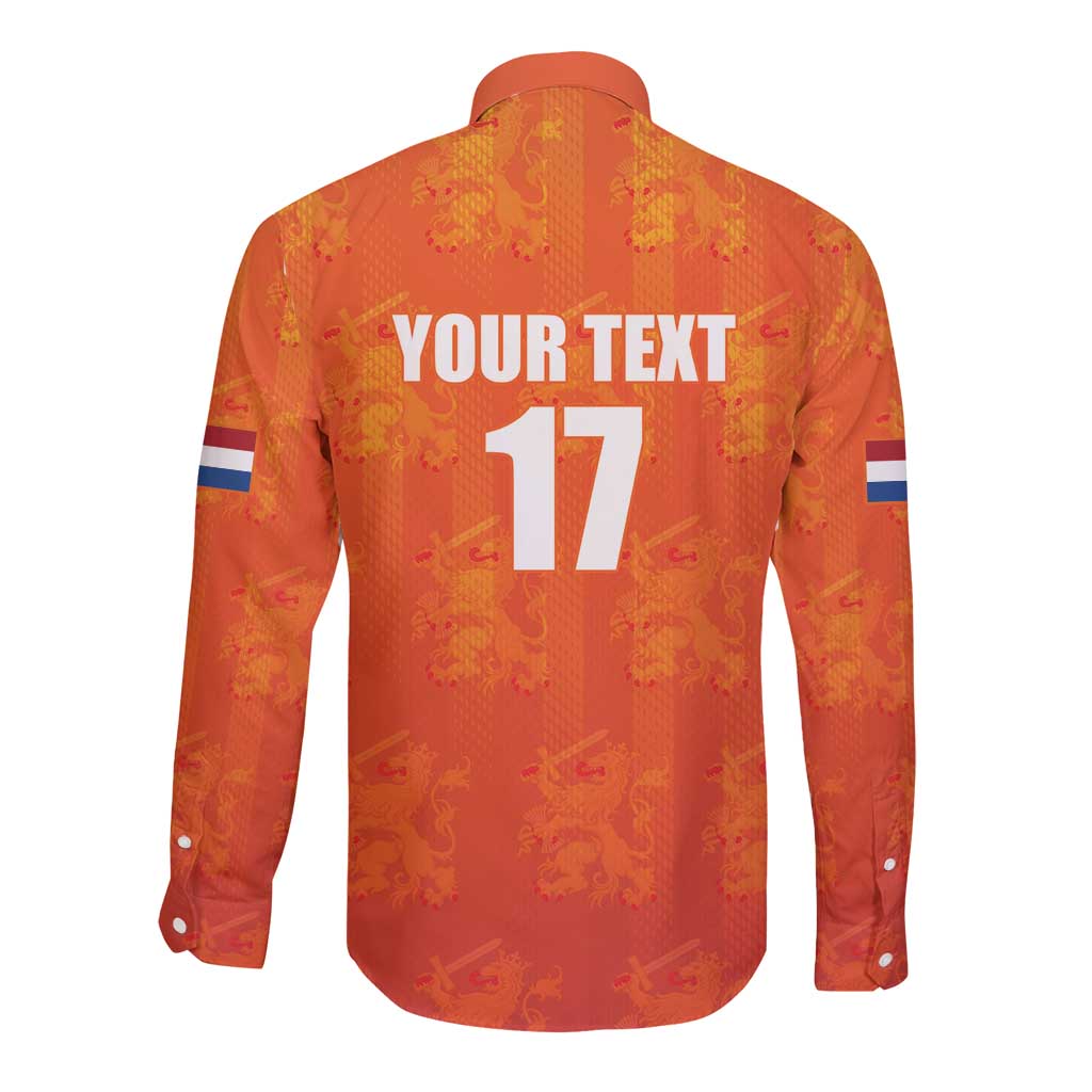 Custom Netherlands Football Long Sleeve Button Shirt Oranje Go Champions