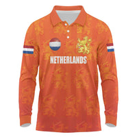 Custom Netherlands Football Long Sleeve Polo Shirt Oranje Go Champions