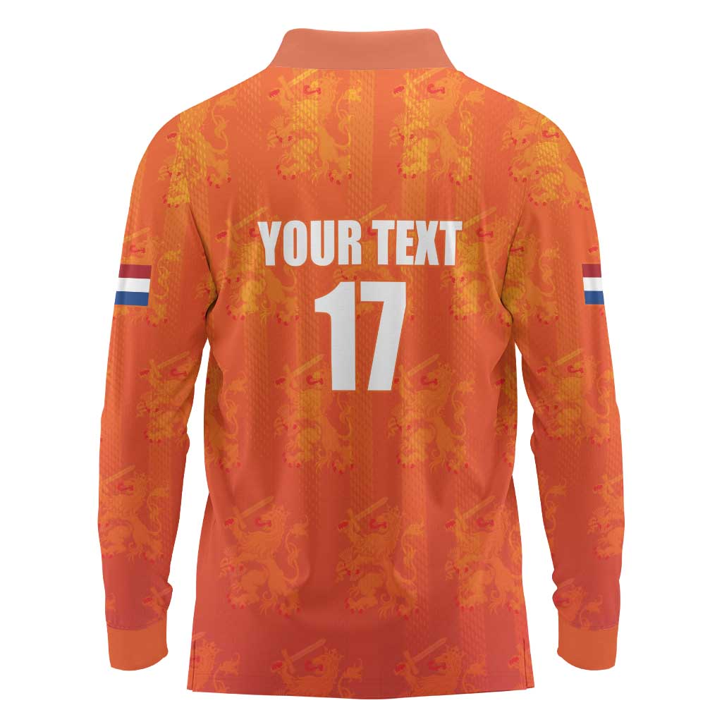Custom Netherlands Football Long Sleeve Polo Shirt Oranje Go Champions