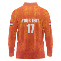 Custom Netherlands Football Long Sleeve Polo Shirt Oranje Go Champions